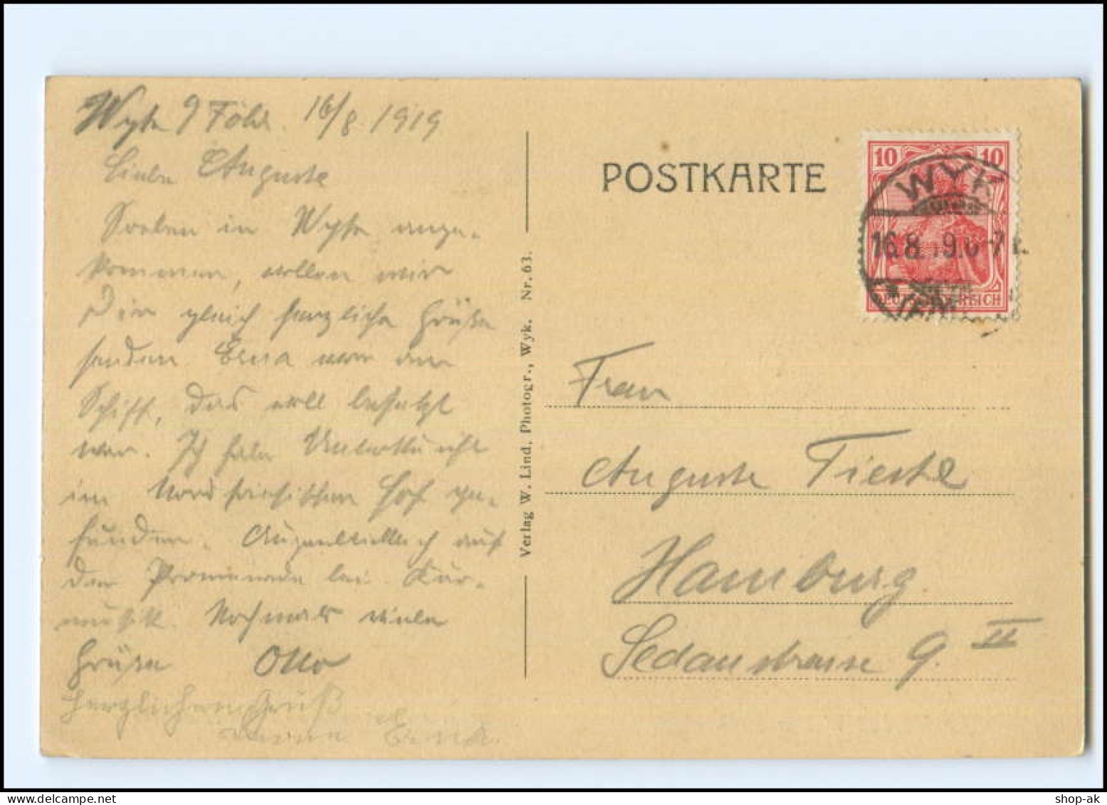 Y16779/ Wyk Auf Föhr Haus Des Seehundjägers David Hinrichsen 1919 AK - Föhr