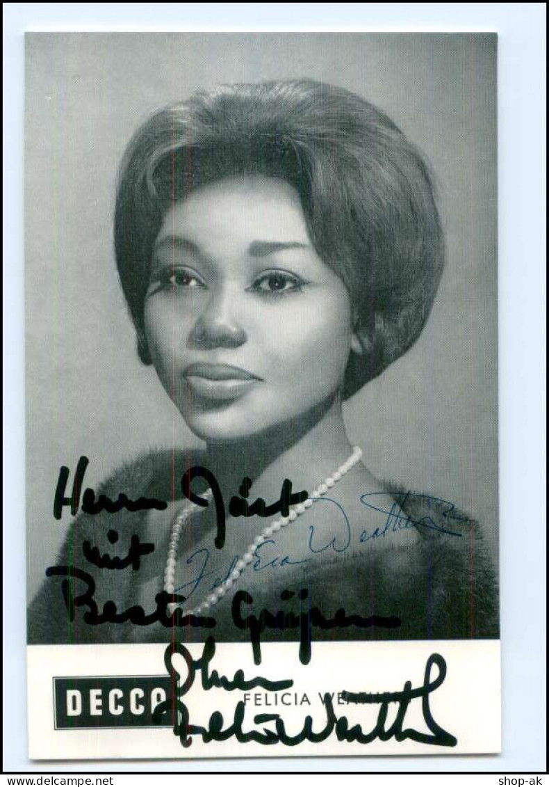 S2174/ Opernsängerin Felicia Weathers Decca-Karte  Original Autogramm  - Autographes