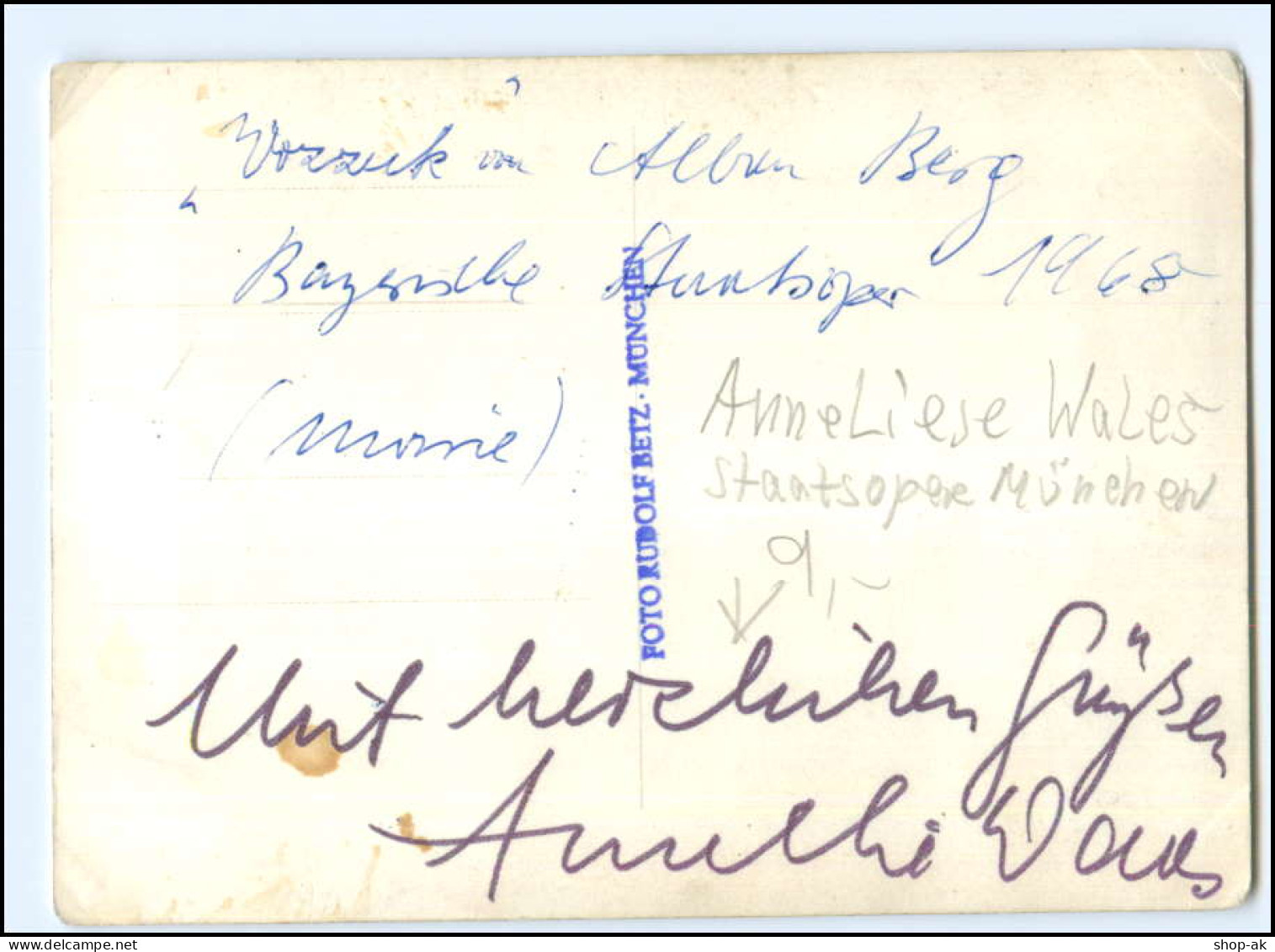S2178/ Opernsängerin Anneliese Wales  Original Autogramm  - Autogramme