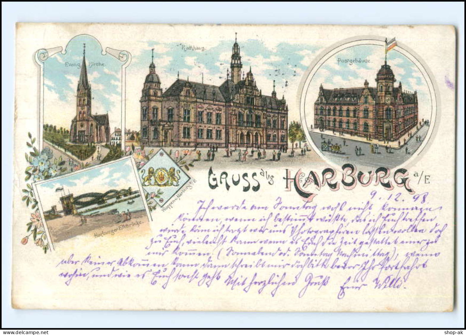 XX10252/ Hamburg Gruß Aus Harburg Litho AK 1898 - Harburg