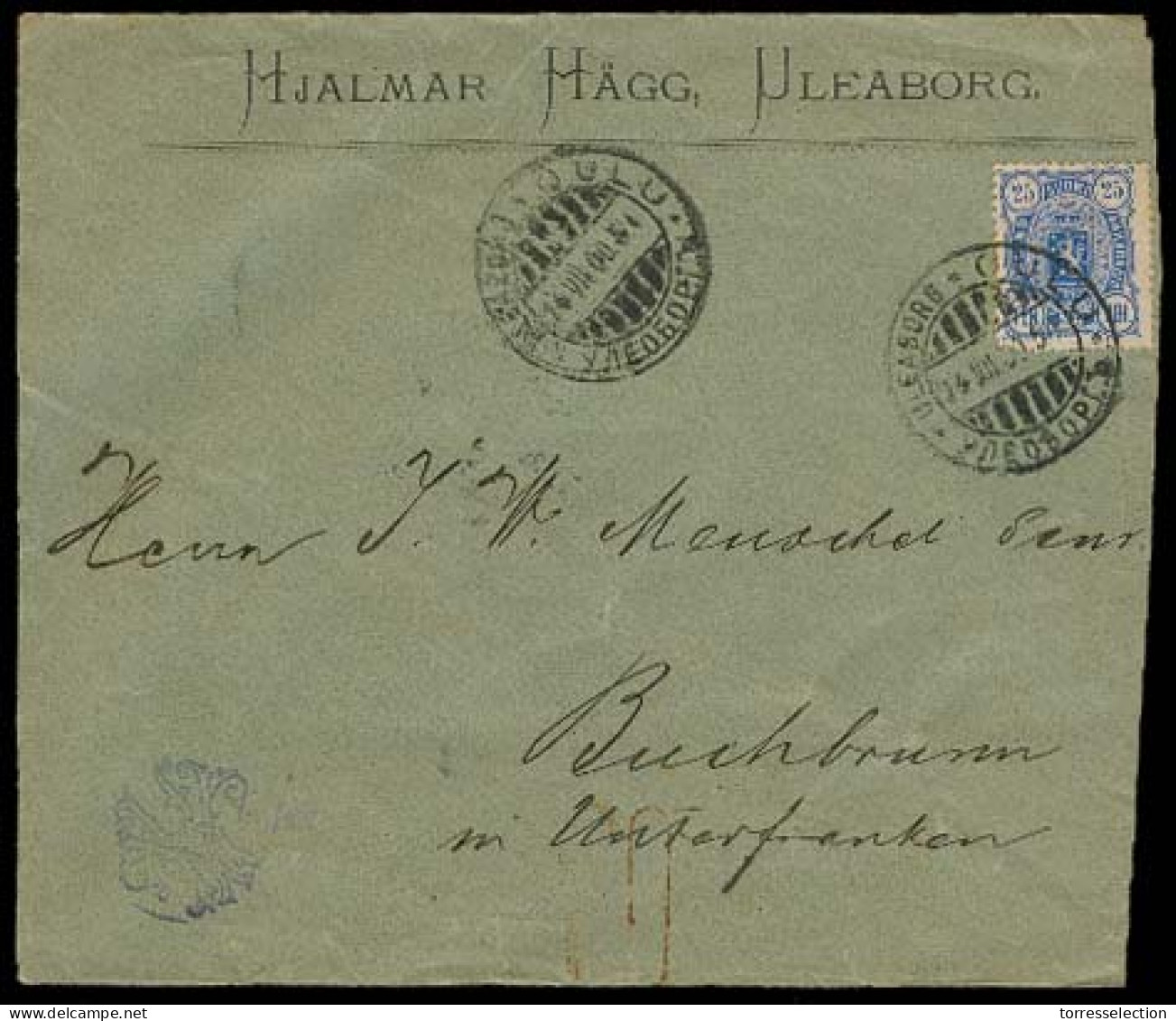 FINLAND. 1900. Uleaborg - Germany. Fkd Env. - Other & Unclassified