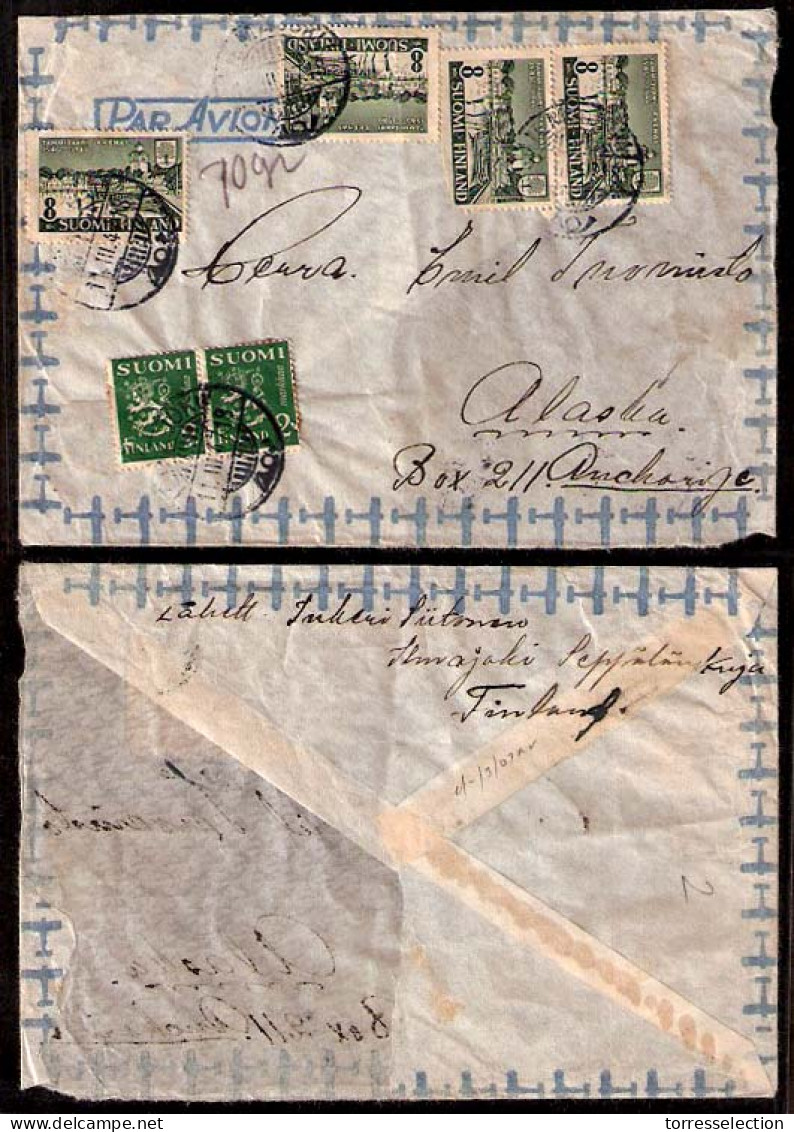 FINLAND. 1947. Ilinajoki - ALASKA.a Ir Fkd Env. Scarce Dest Mail. Part Flap Gone. - Other & Unclassified