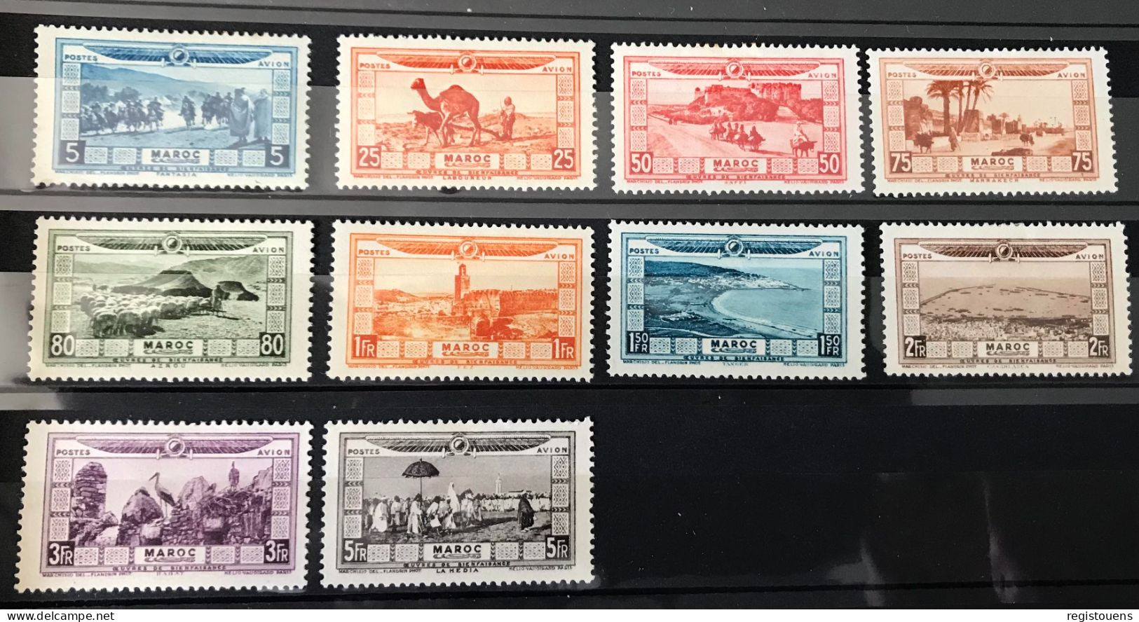 Lot De 10 Timbres Neufs* Maroc 1928 - Airmail