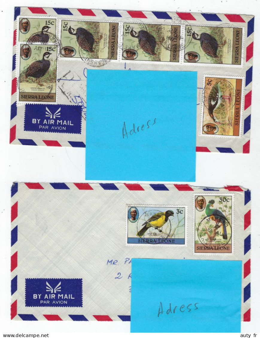 2 Lettres/cover SIERRA LEONE To Bordeaux (Registered Makene) Birds - Sierra Leone (1961-...)