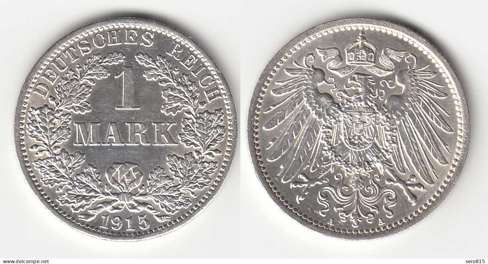 1 Mark Jaeger 17 Silber Münze Großer Adler 1915 A Kaiserreich    (31397 - 1 Mark