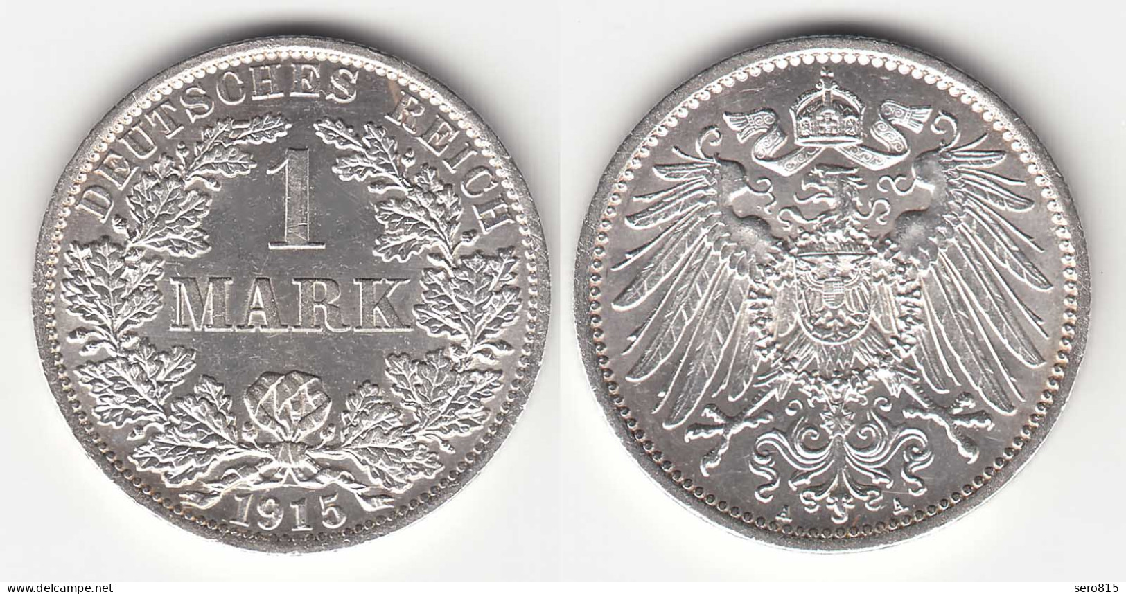 1 Mark Jaeger 17 Silber Münze Großer Adler 1915 A Kaiserreich    (31399 - 1 Mark