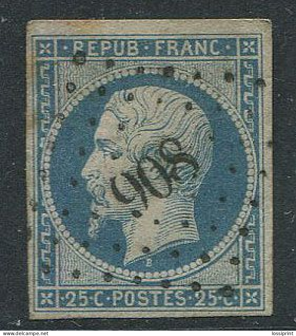 France:Used Stamp 25 Cents 1852, Blue - 1852 Louis-Napoleon