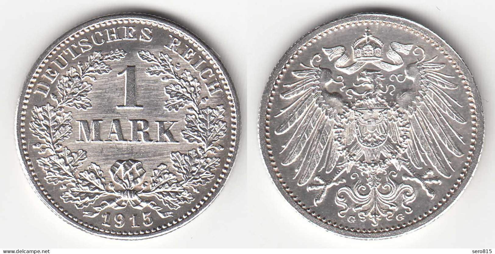 1 Mark Jaeger 17 Silber Münze Großer Adler 1915 G Kaiserreich    (31403 - 1 Mark