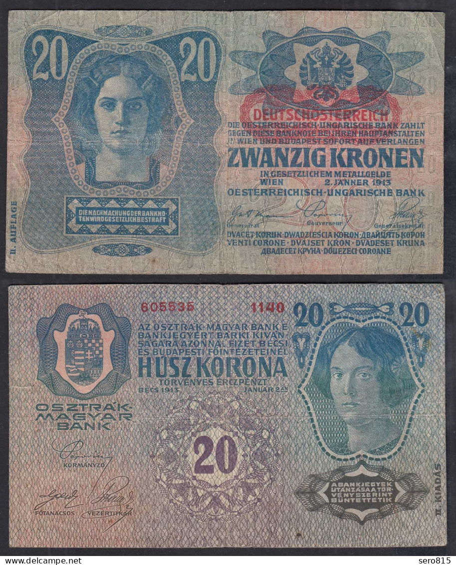 Österreich - Austria 20 Kronen 1919 (1913) Pick 53a F (4)     (32383 - Oesterreich