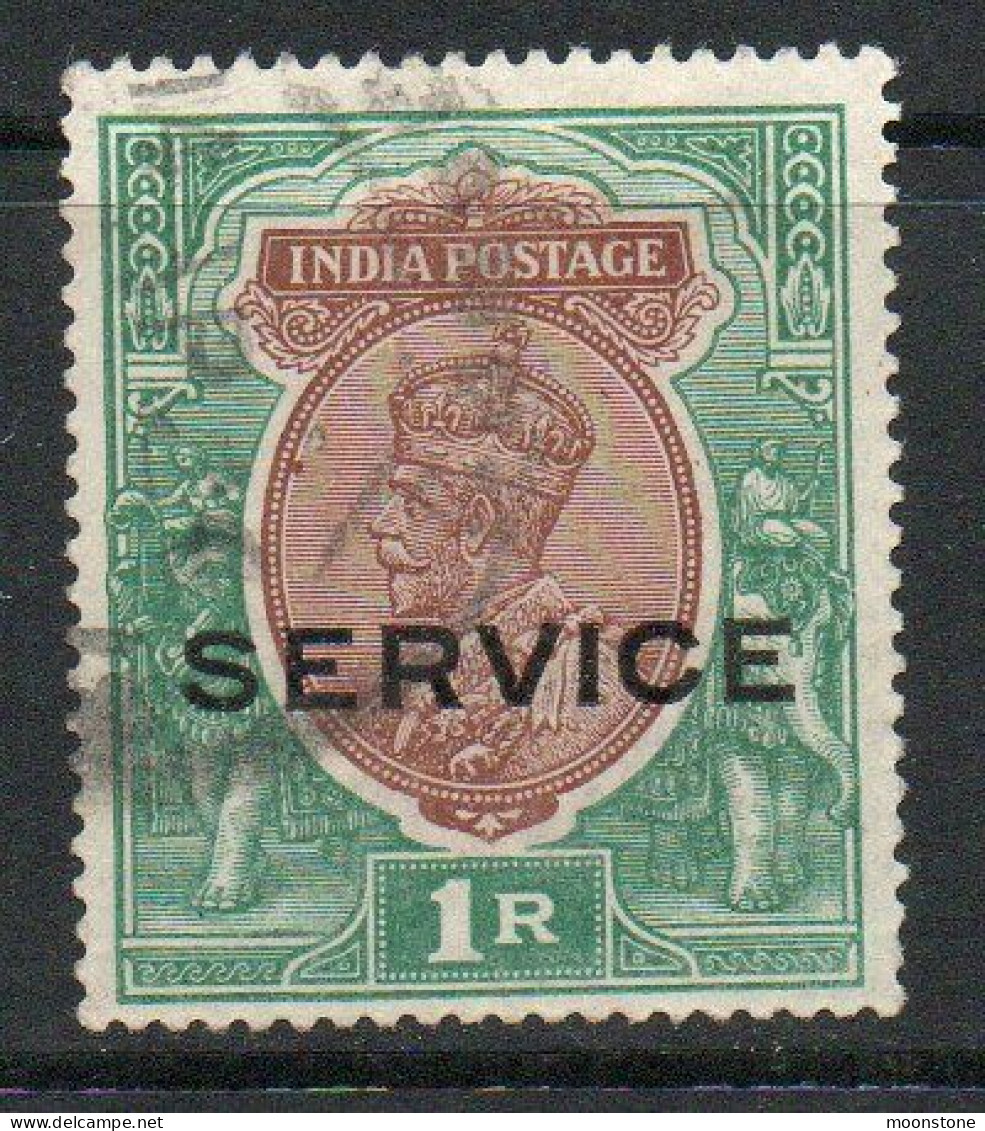 India GV 1912-23 1 Rupee Red-brown & Blue-green, Wmk. Single Star, Service Official, Used, SG O91 (E) - 1911-35 Roi Georges V