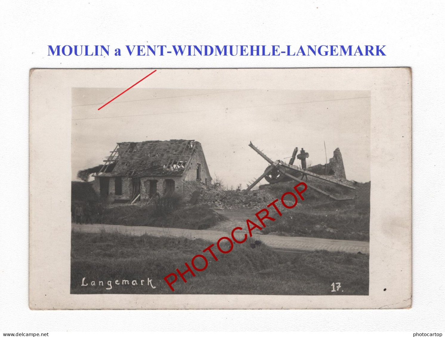 MOULIN A VENT-WINDMUEHLE-LANGEMARK-CARTE PHOTO Allemande-Guerre-14-18-1 WK-BELGIEN--Flandern- - Langemark-Pölkapelle