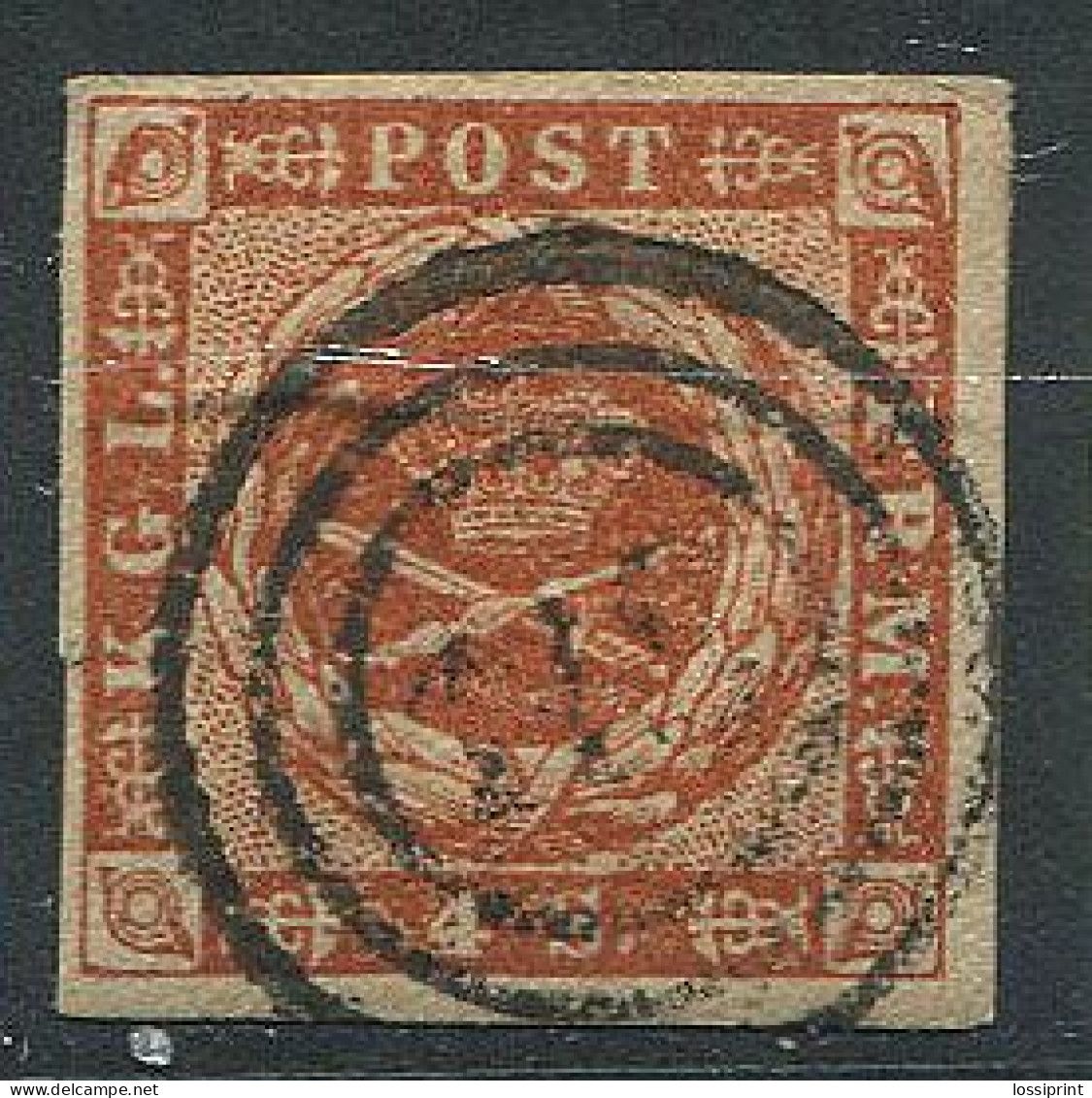 Denmark:Danemark:Used Stamp 4 S 1858, Brown - Gebruikt