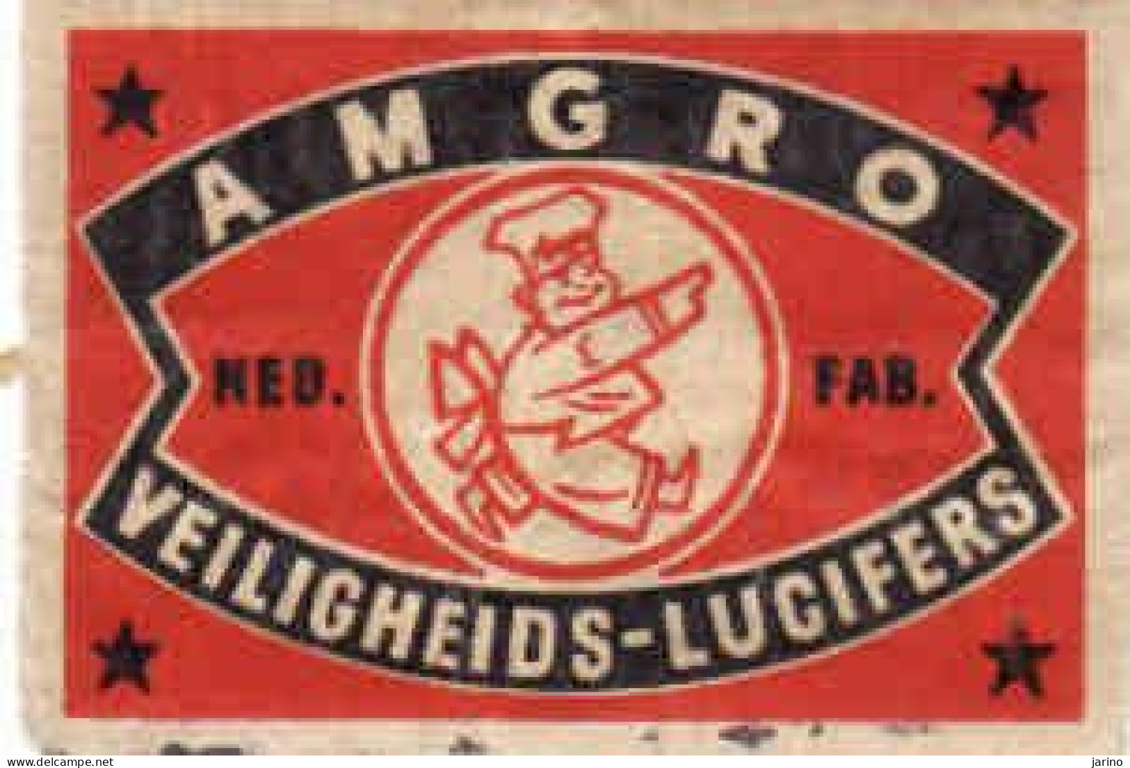 Dutch Matchbox Label, AMGRO, Veiligheids - Lucifers, Ship, Holland, Netherlands - Boites D'allumettes - Etiquettes