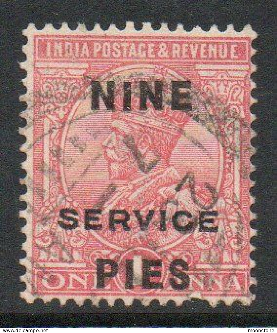 India GV 1921 Nine Pies On 1 Anna Surcharge, Wmk. Single Star, Service Official, Used, SG O97 (E) - 1911-35  George V