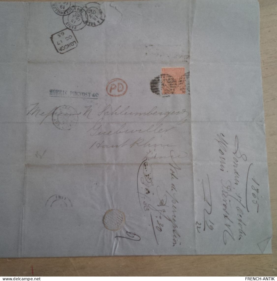 LETTRE LONDON POUR GUEBWILLER 1865 - Brieven En Documenten