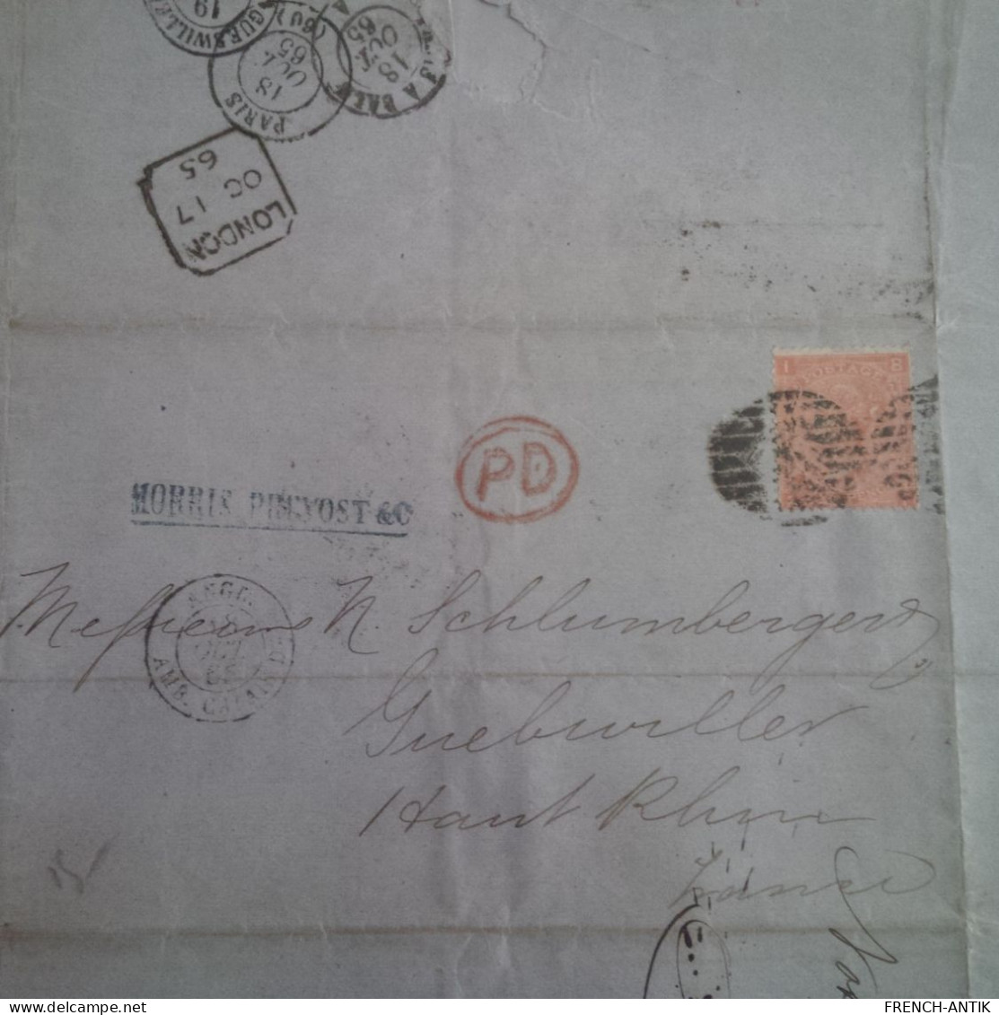 LETTRE LONDON POUR GUEBWILLER 1865 - Lettres & Documents