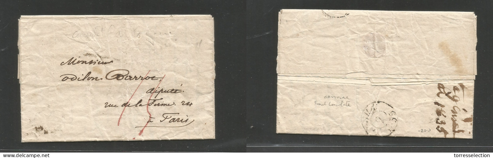 COLOMBIA. 1835 (10 May) Cartagena - France, Paris (2 July) French Consular EL With Contains Taxed 15 Decimes. Inside Pri - Colombia