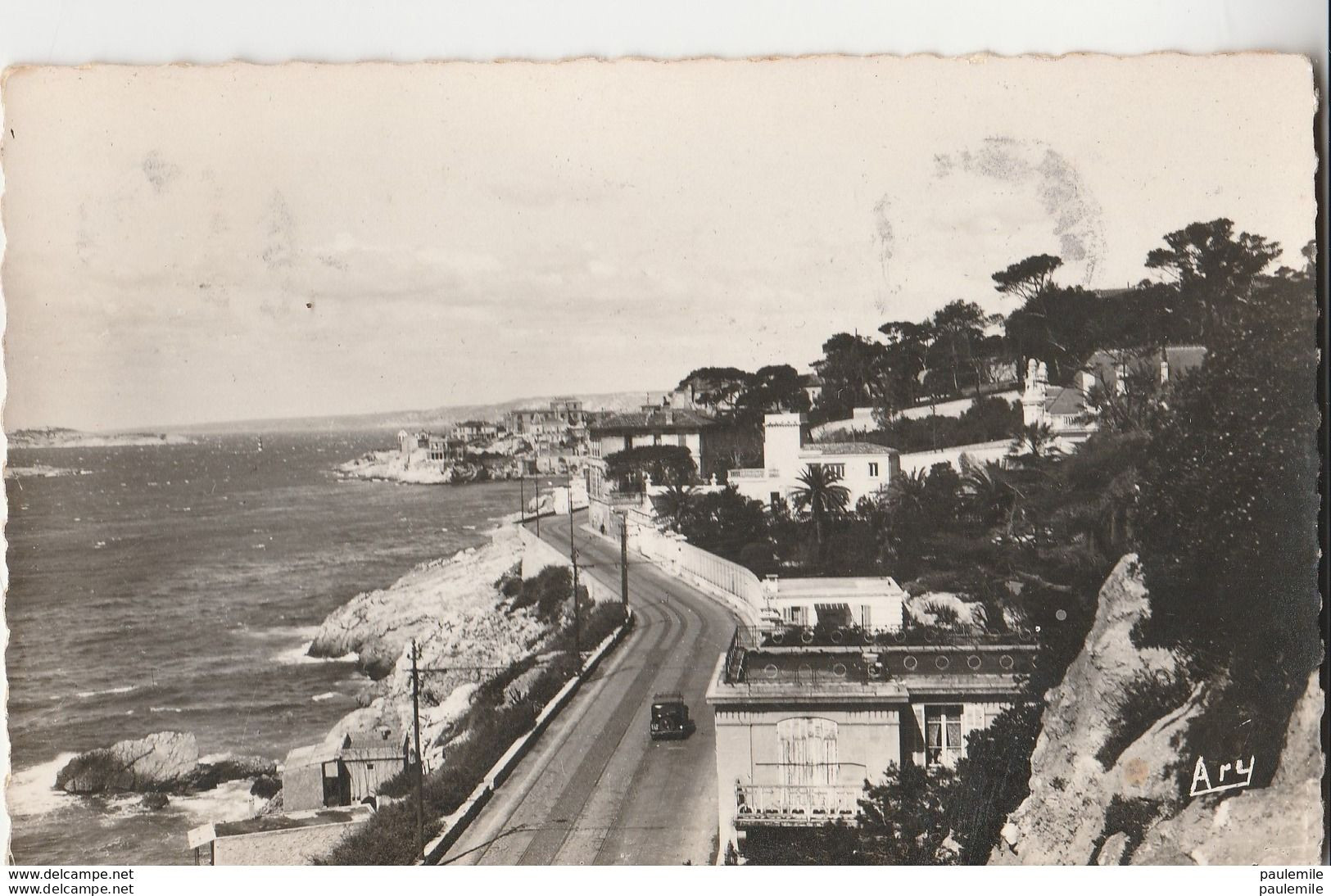 CPA   13  MARSEILLE   PANORAMA   CORNICHE  ECRITE 1959   P 136 - Südbezirke, Mazargues, Bonneveine, Pointe Rouge, Calanque-Felsen