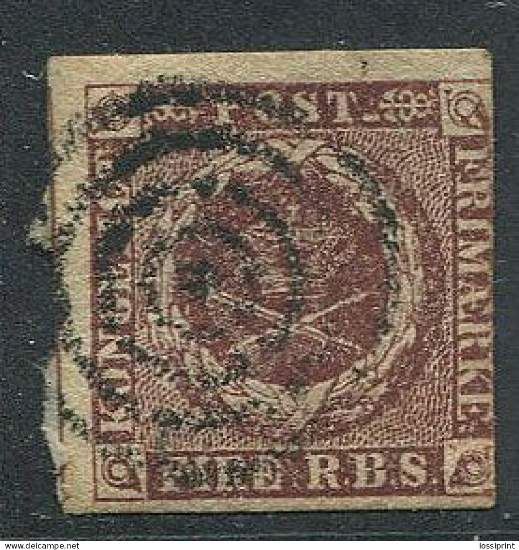 Denmark:Danemark:Used Stamp 4 S 1851, Dark Brown - Usado