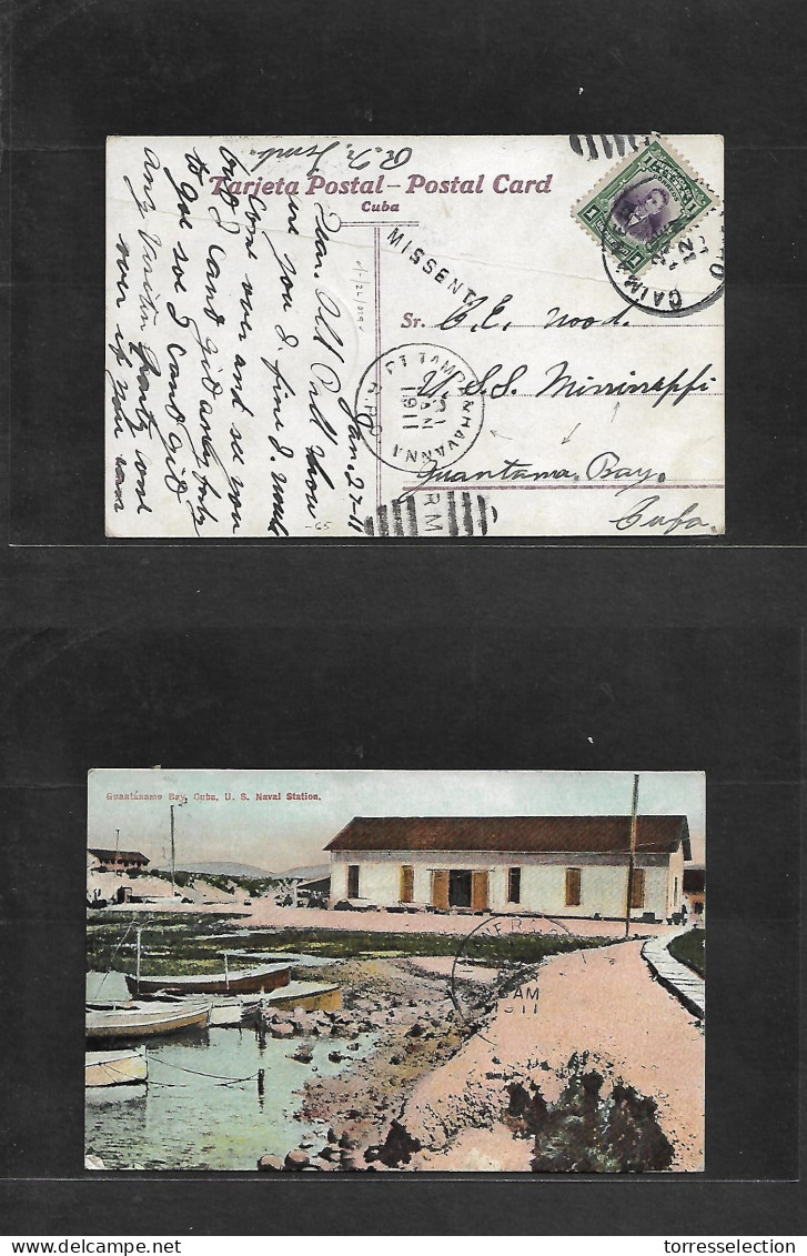 CUBA. 1911 (27 Jan) US, Guantanamo Bay, US Naval Office. Fkd Ppc. Caimanes, Oriente - Guantanamo Bay. Fkd Card + Misseat - Other & Unclassified