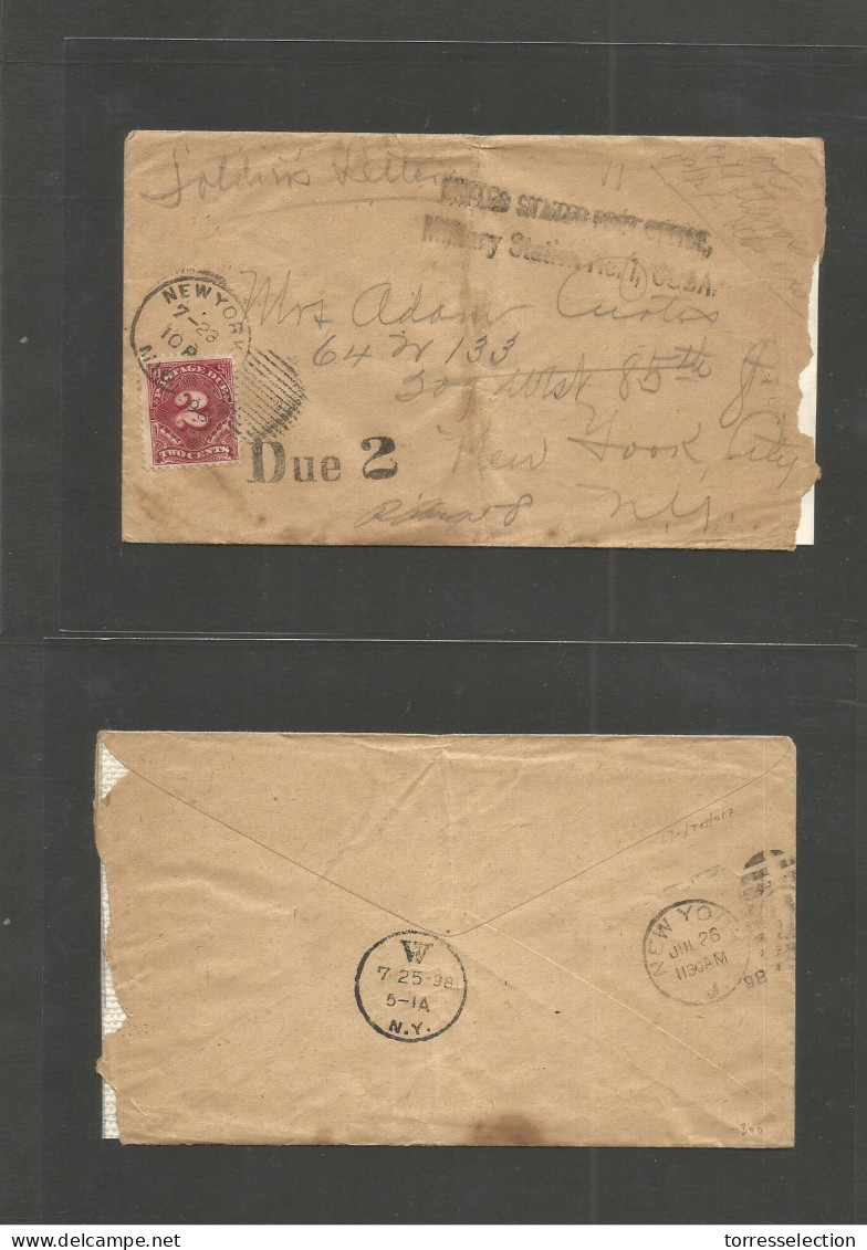 CUBA. 1898 (20-21 July) "USPO / MilSta Nº1, CUBA" (xx/RR) The Better Cachet. FM Soldiers Mail Multifkd + Taxed Arrival U - Other & Unclassified