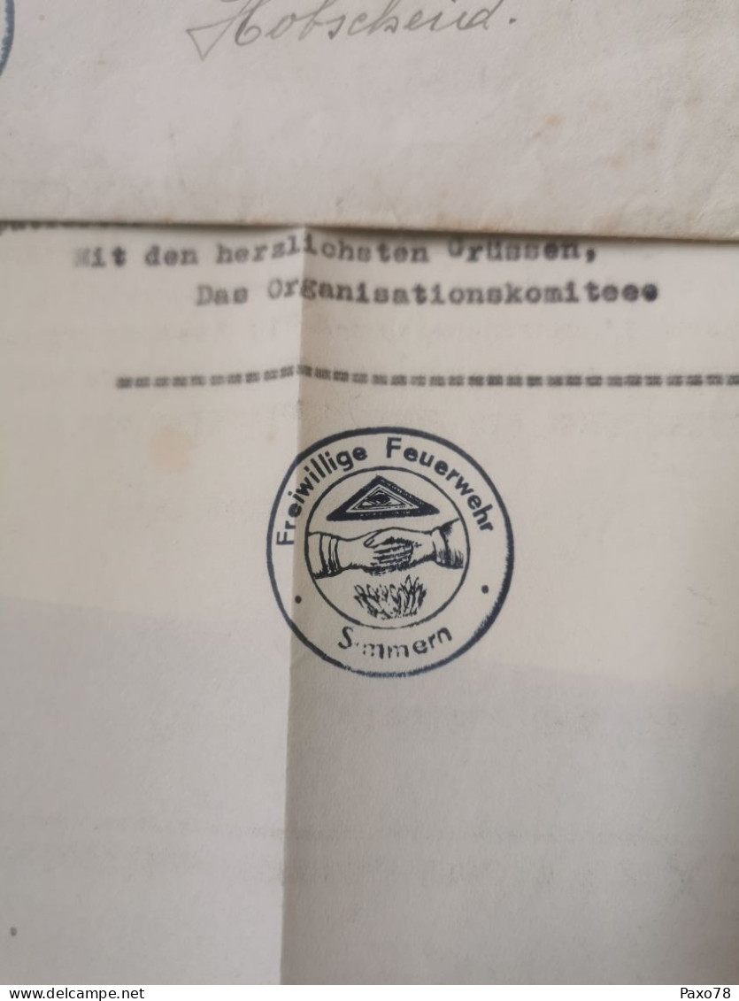Enveloppe +Lettre, Freiwillige Feuerwehr Simmern 1938 - Cartas & Documentos