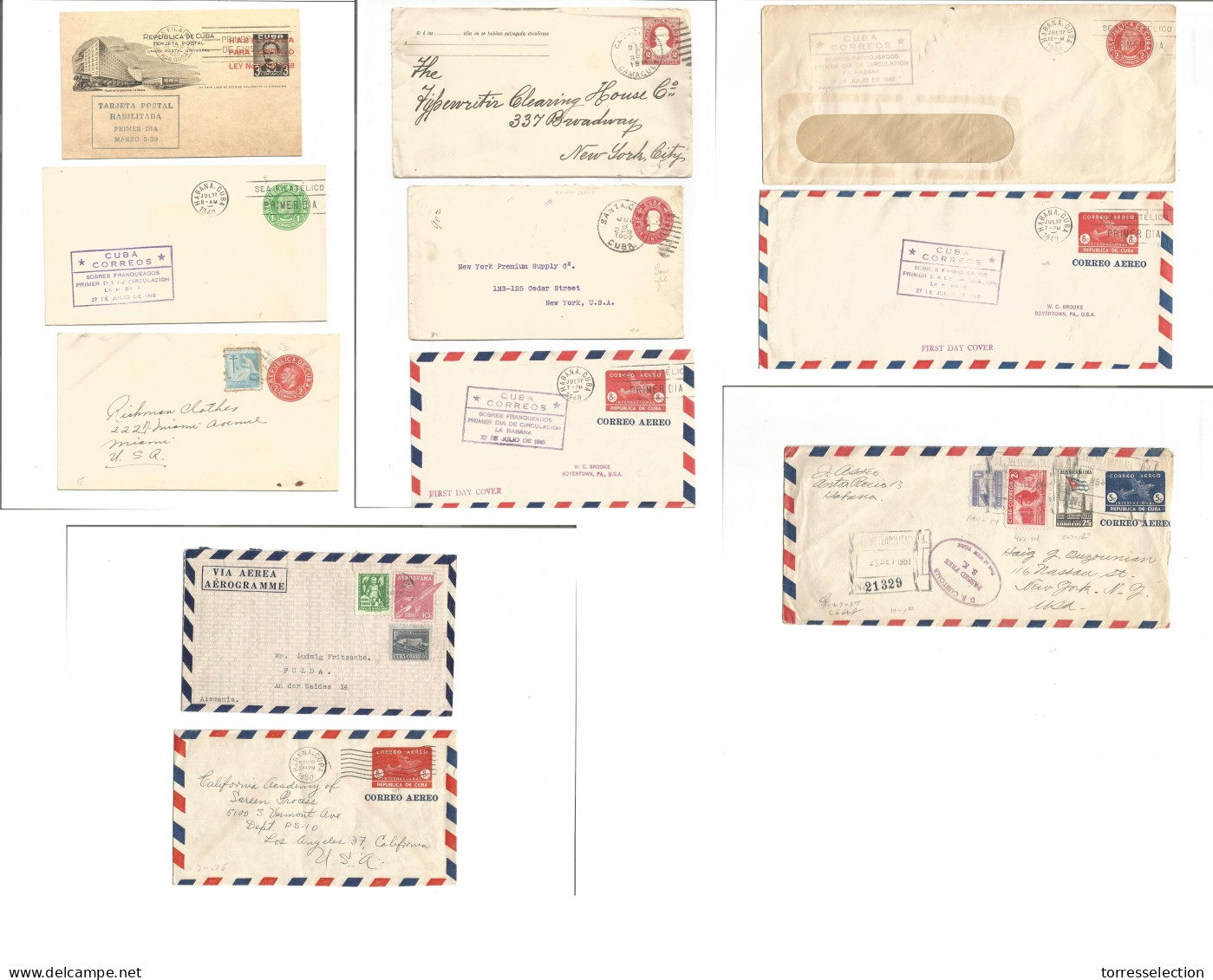 CUBA. C. 1907 / 1959. 13 Diff Used Stationary Cards + Envelopes + Diff Usages, Private, Adtls Frankings, Etc. Even Some  - Other & Unclassified