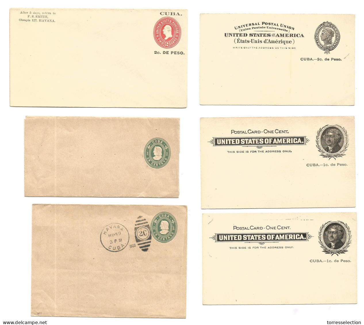 CUBA. C. 1899 - 1902 Early US + Republic Overprinted Mint, Pre-cancelled Stationary Envelopes + Cards + Wrapper + 2c Ovp - Other & Unclassified