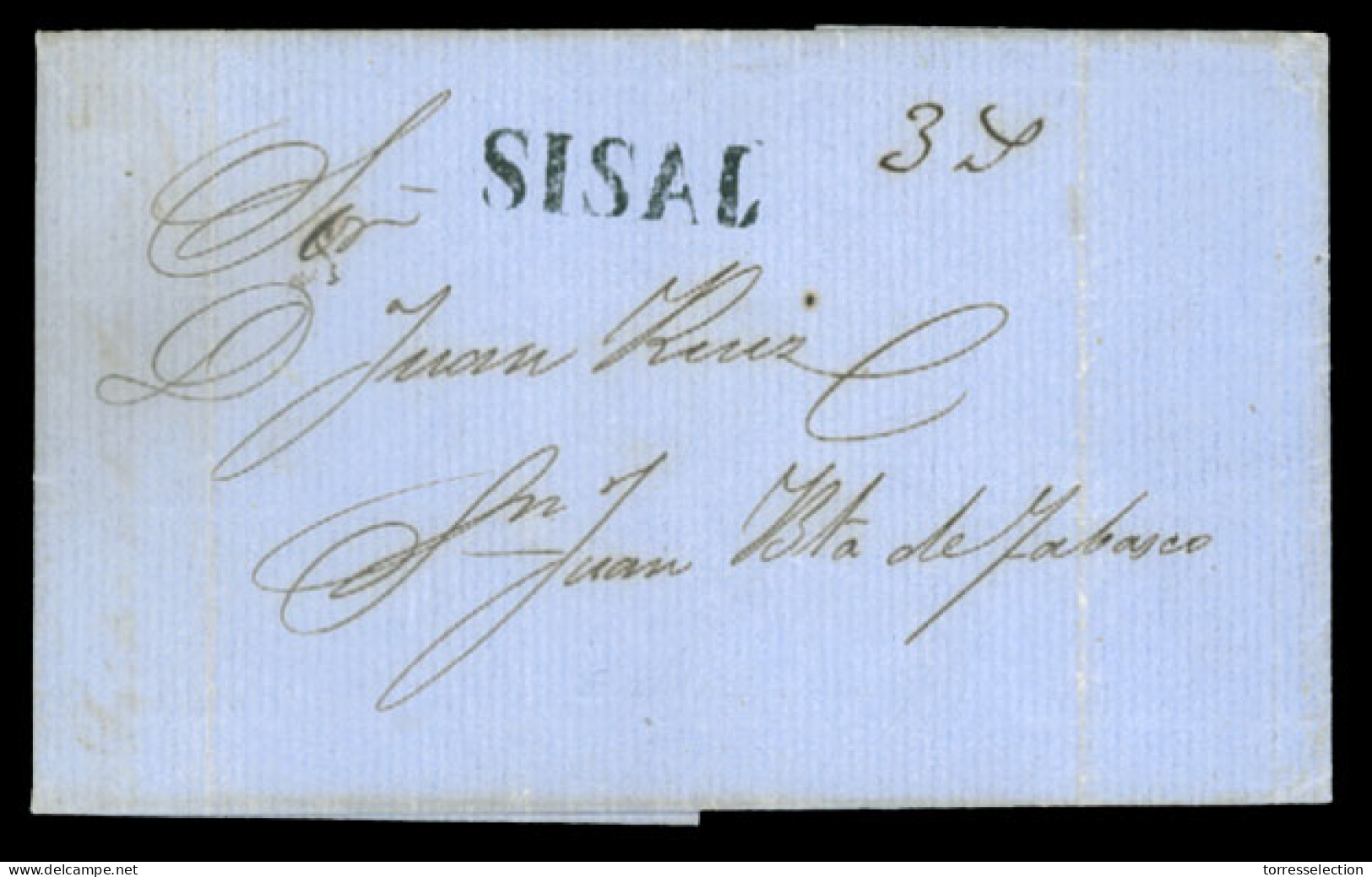 CUBA. CUBA-MEXICO1859(Sept 11). Entire Letter From Havana, Cuba To San Juan Batista De Tabasco, Mexico With Very Fine St - Other & Unclassified