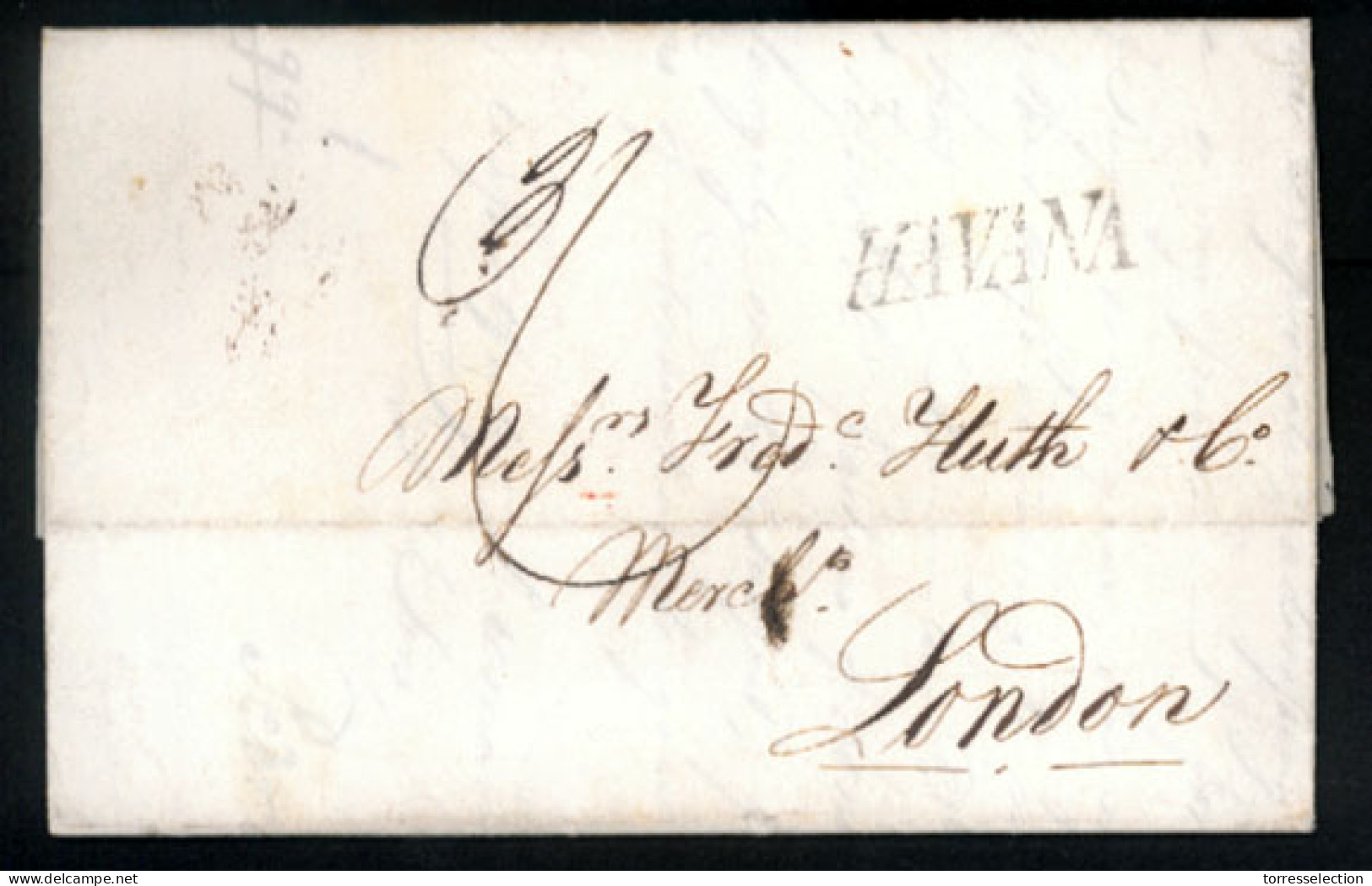 CUBA. 1827 (14 Nov). Havana To London/England (Dec 27). E.L With Origin Mark "Havana" (***), Via British Mails Arrival C - Other & Unclassified