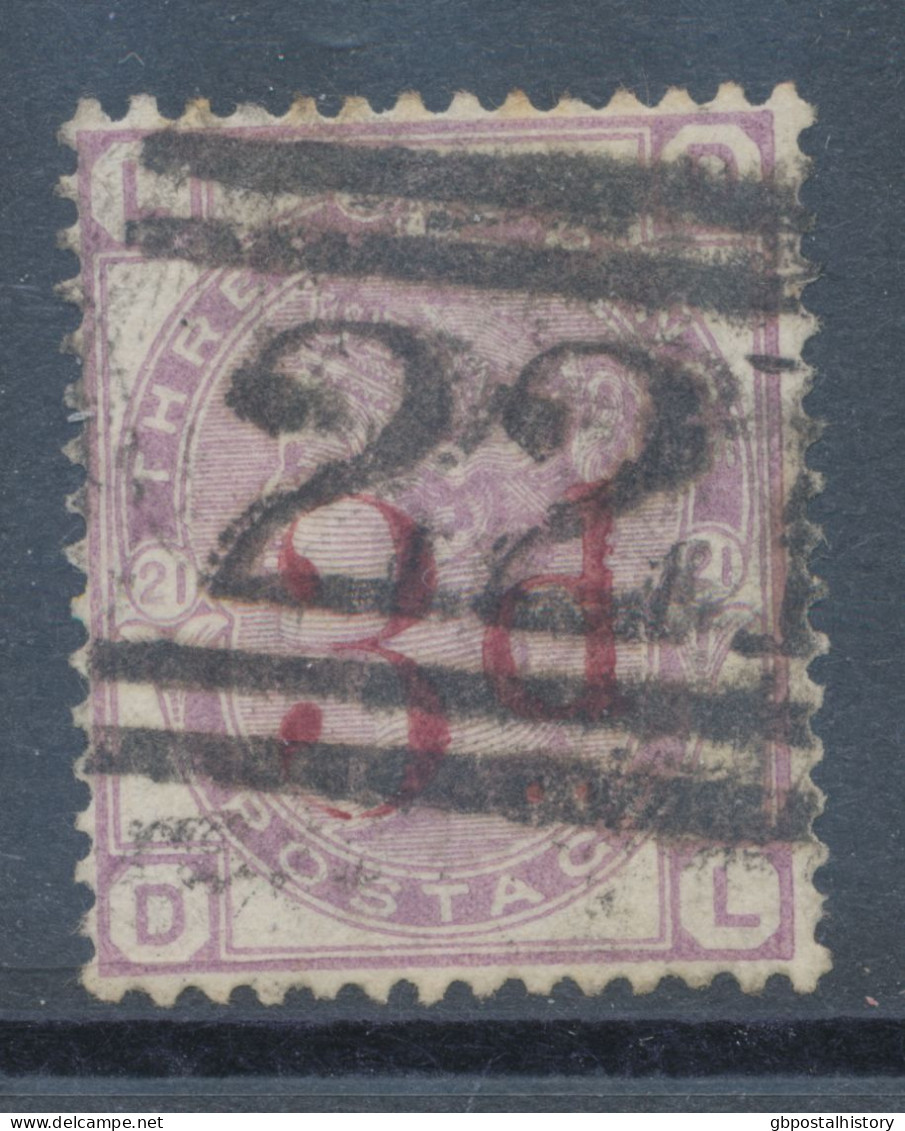 GB 1883 Queen Victoria 3d On 3d Lilac Pl.21 (DL) Very Fine Used MAJOR VARIETY: Overprinted „3“ Broken At Bottom, With - Gebraucht
