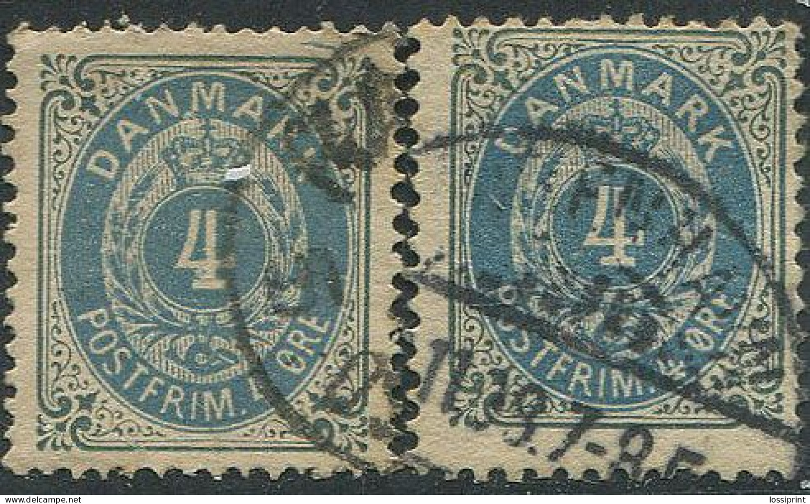 Denmark:Danemark:Used Stamps 4 Ore, 2 Variations, 1875 - Oblitérés