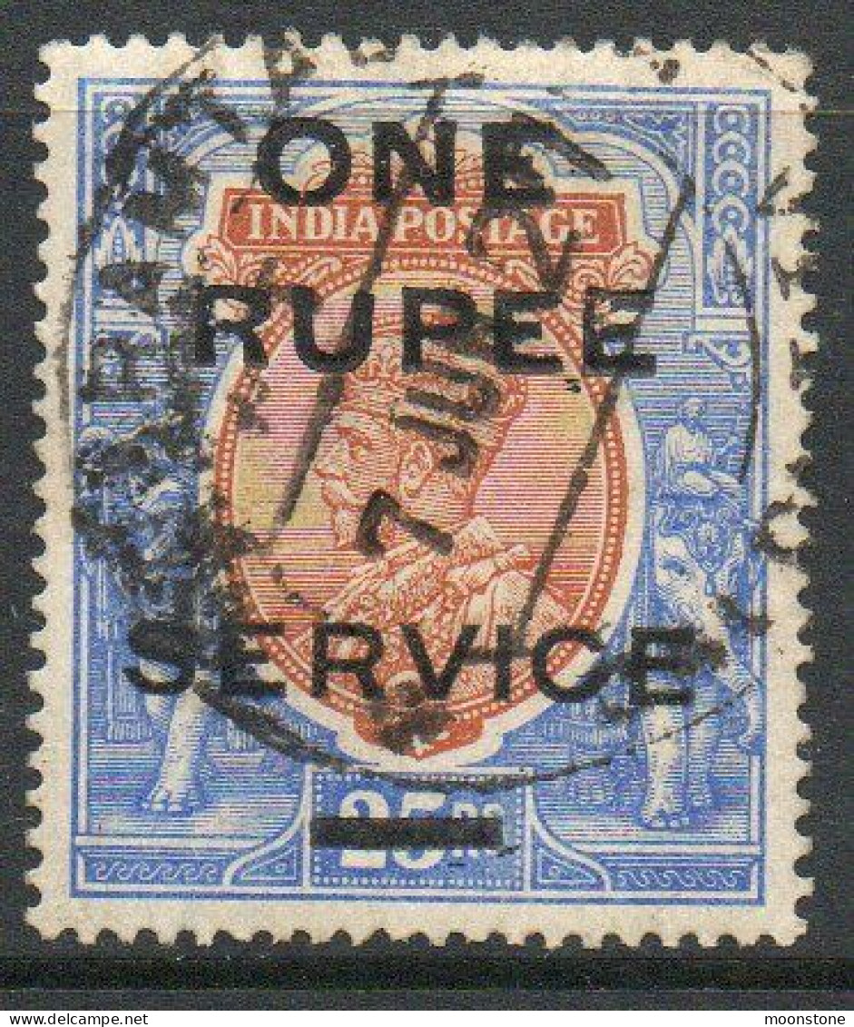 India GV 1925 ONE RUPEE On 25 Rupees GV Surcharge, Wmk. Single Star, Service Official, Used, SG O103 (E) - 1911-35 King George V