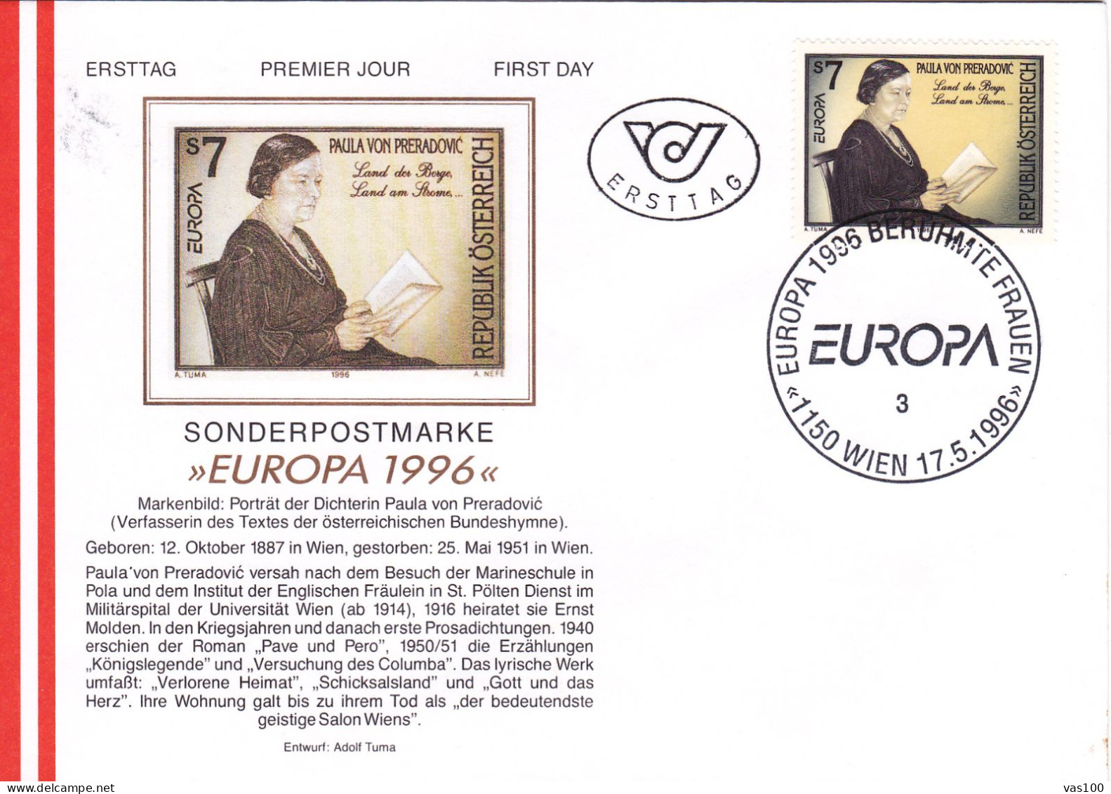 Austria / Oesterreich 1996 Europa Cept FDC - 1996