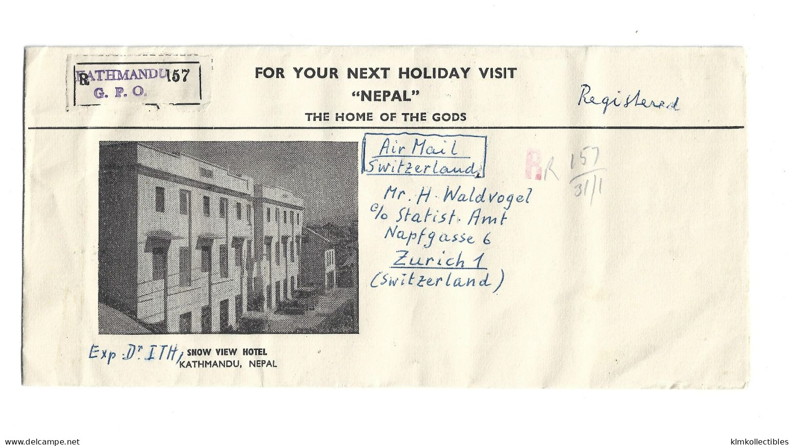 NEPAL - 1960 COVER TO SWITZERLAND - Nepal