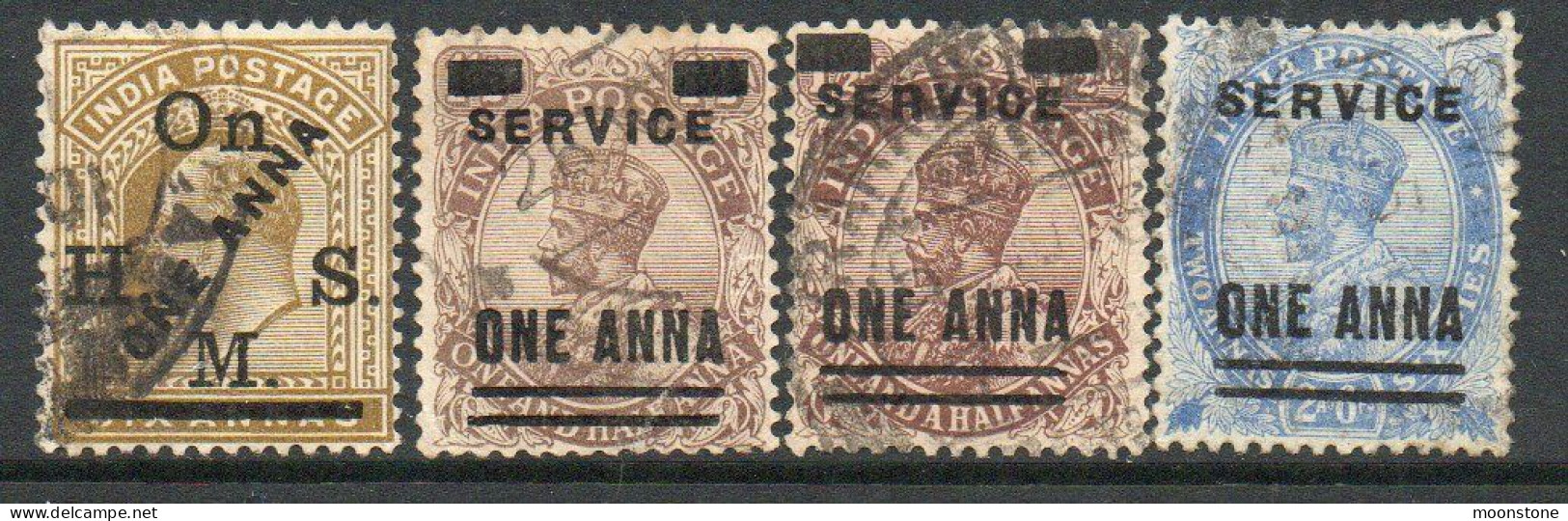 India GV 1926 Surcharges Set Of 4, Wmk. Single Star, Service Official, Used, SG O105/8 (E) - 1911-35 Roi Georges V