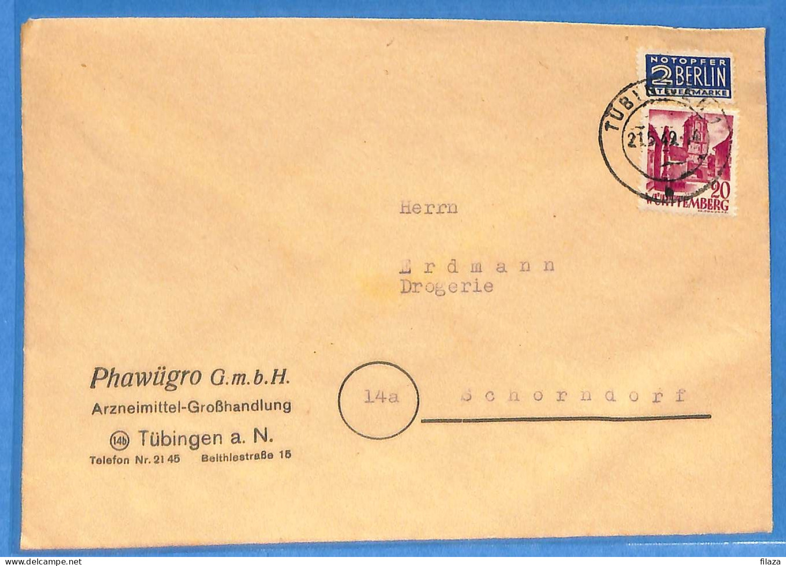 Allemagne Zone Française 1949 - Lettre De Tubingen - G30831 - Autres & Non Classés