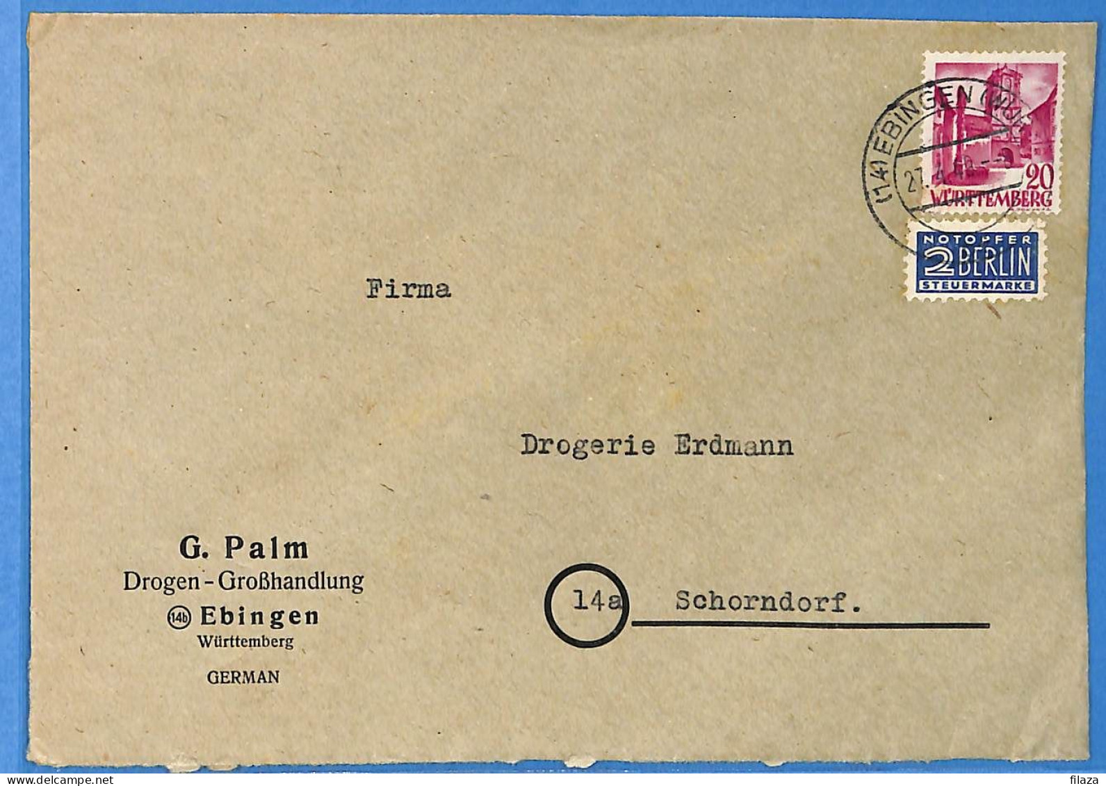 Allemagne Zone Française 1949 - Lettre De Ebingen - G30830 - Other & Unclassified