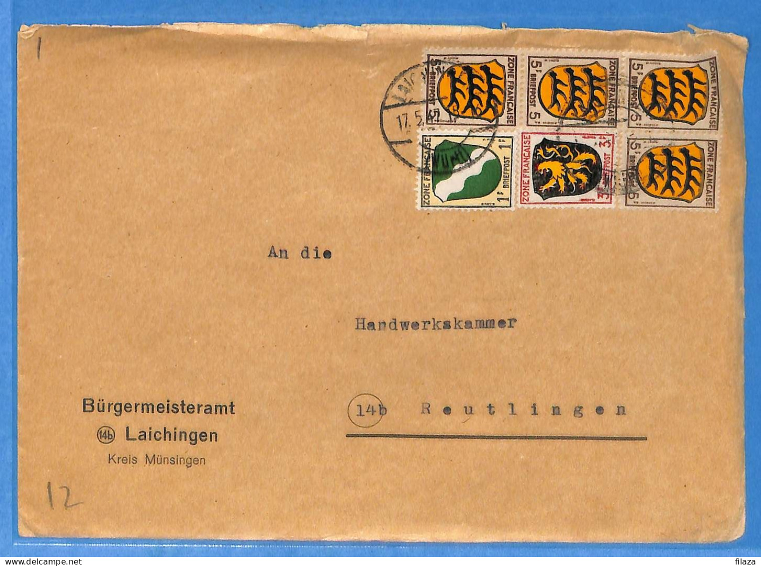 Allemagne Zone Française 1947 - Lettre De Laichingen - G30832 - Sonstige & Ohne Zuordnung