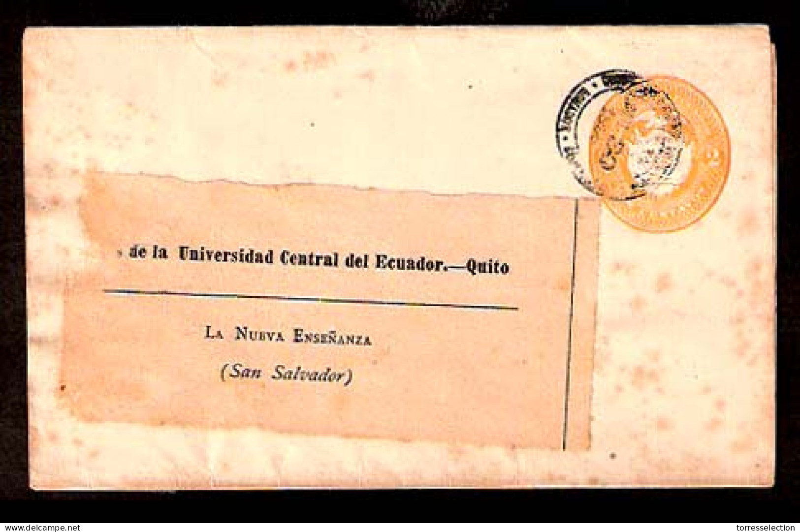 ECUADOR. C.1899. Quito - San Salvador. 2cts. Yellow Stat. Wrapper. V. Rare Used. - Equateur