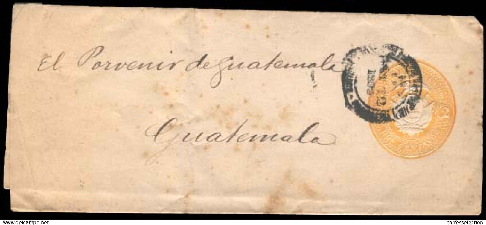 ECUADOR. 1892. Quito / Guatemala. 2cts Yellow Wrapper. Very Scarce Usage + Dest. - Equateur