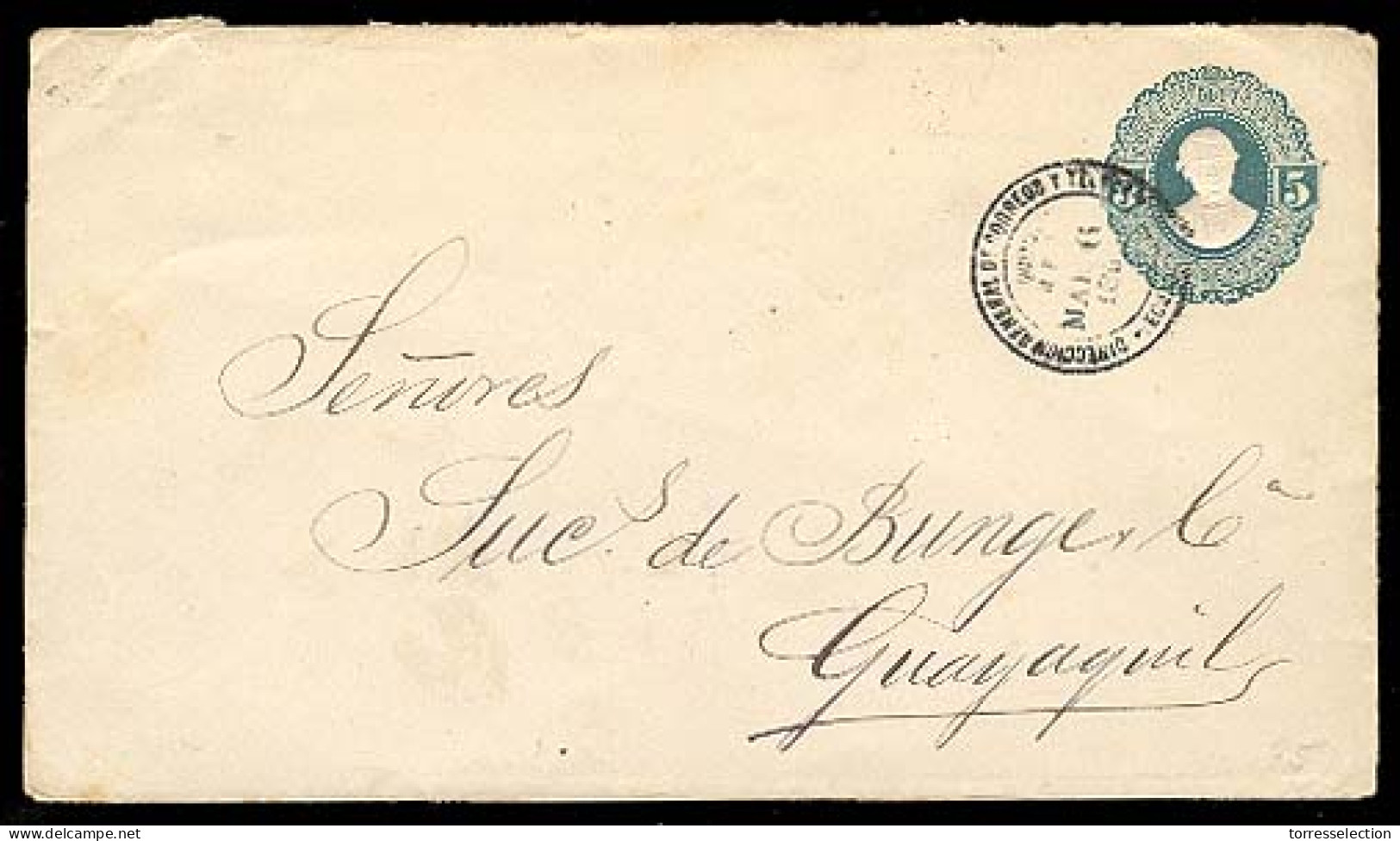 ECUADOR. 1892.QUITO-ECUADOR. 5c. Stat Env.used - Equateur