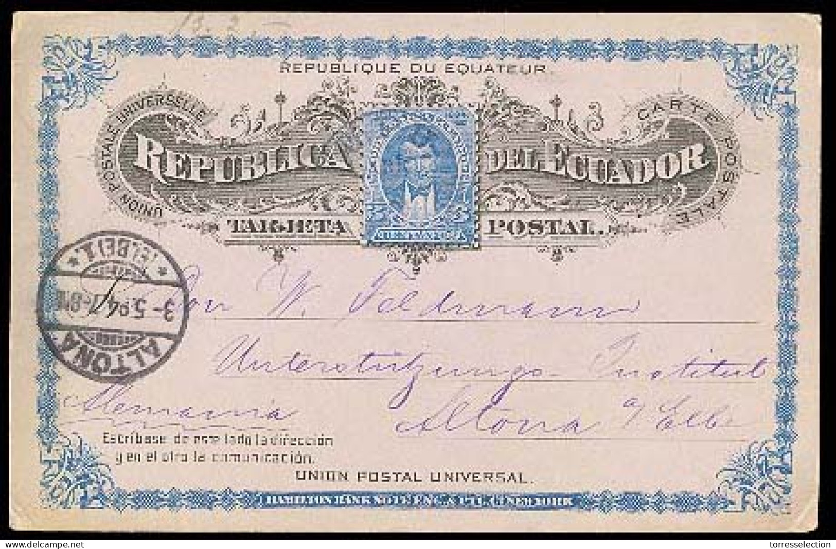 ECUADOR. 1894. Guayaquil To Germany. Used Stationery Card. - Equateur