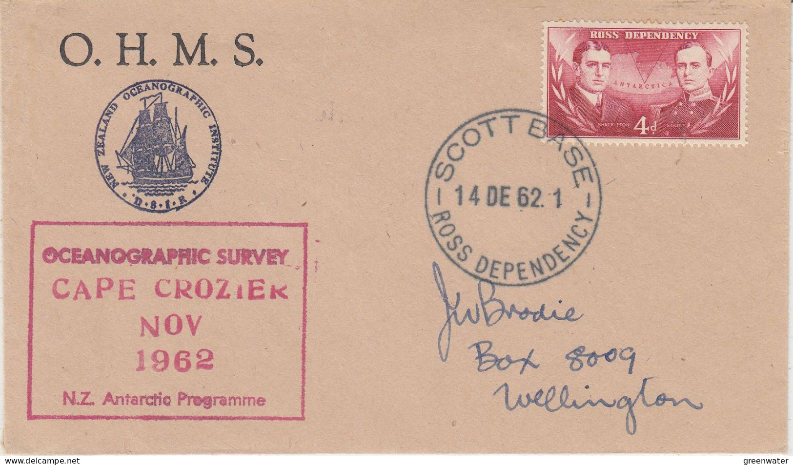 Ross Dependency 1962 Cape Crozier Ca Scott Base 14 DEC 1962 (SR162) - Brieven En Documenten