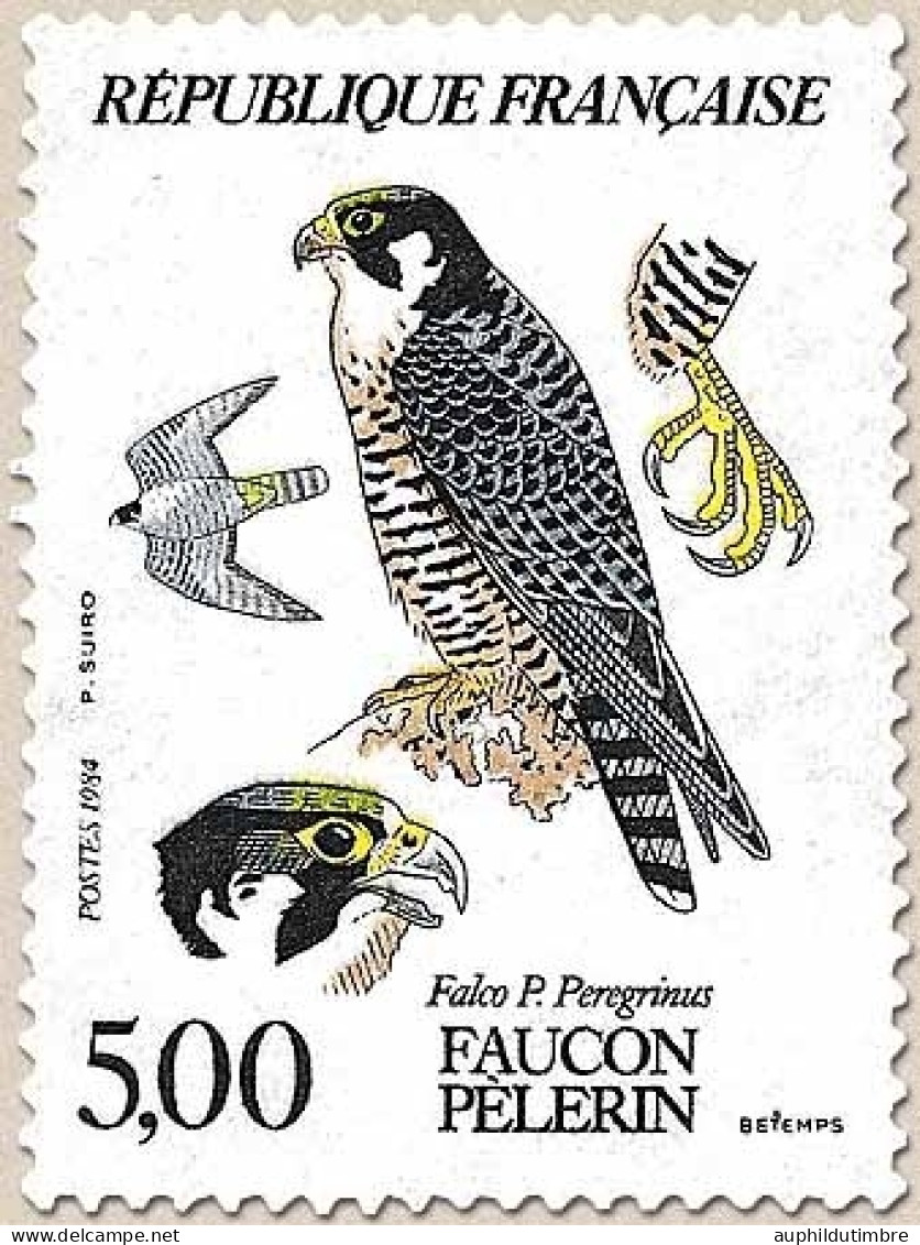 Faune Et Flore De France. Rapaces Diurnes. Faucon Pèlerin (Falco P. Peregrinus). 5f. Multicolore Y2340 - Neufs