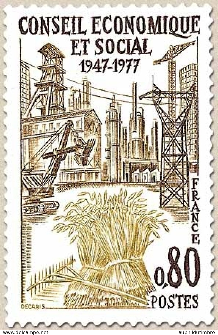 30e Anniversaire Du Conseil économique Et Social. 80c. Brun Foncé, Brun-olive Et Bistre-olive Y1957 - Ongebruikt