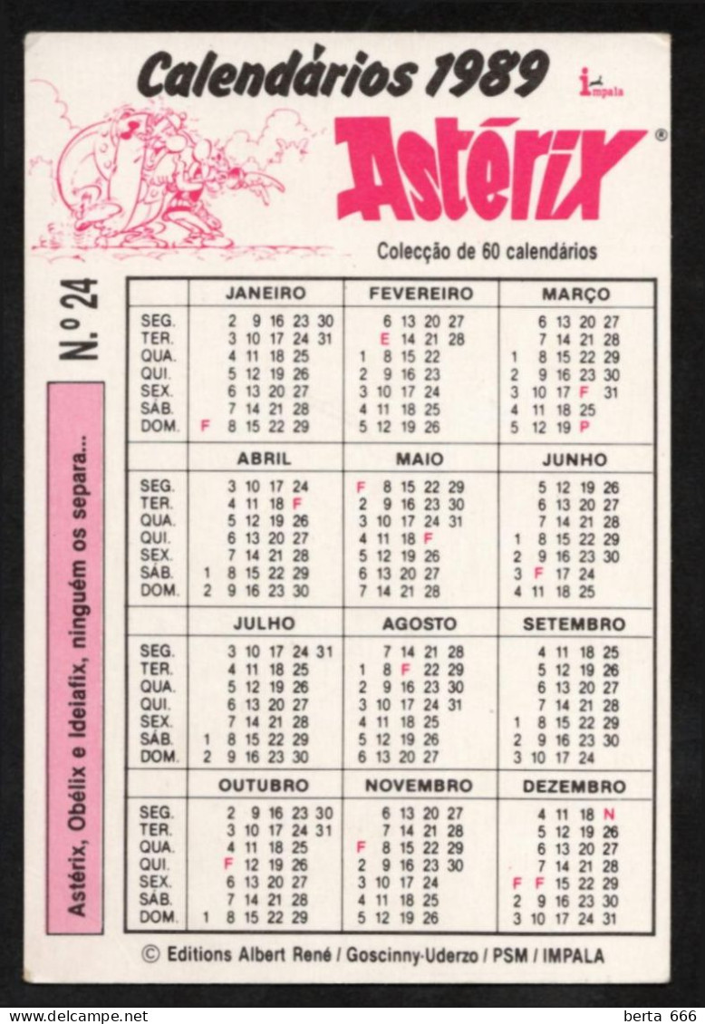 Calendário ASTÉRIX 1989 * Pocket Calendar * Calendrier De Poche - Kleinformat : 1981-90