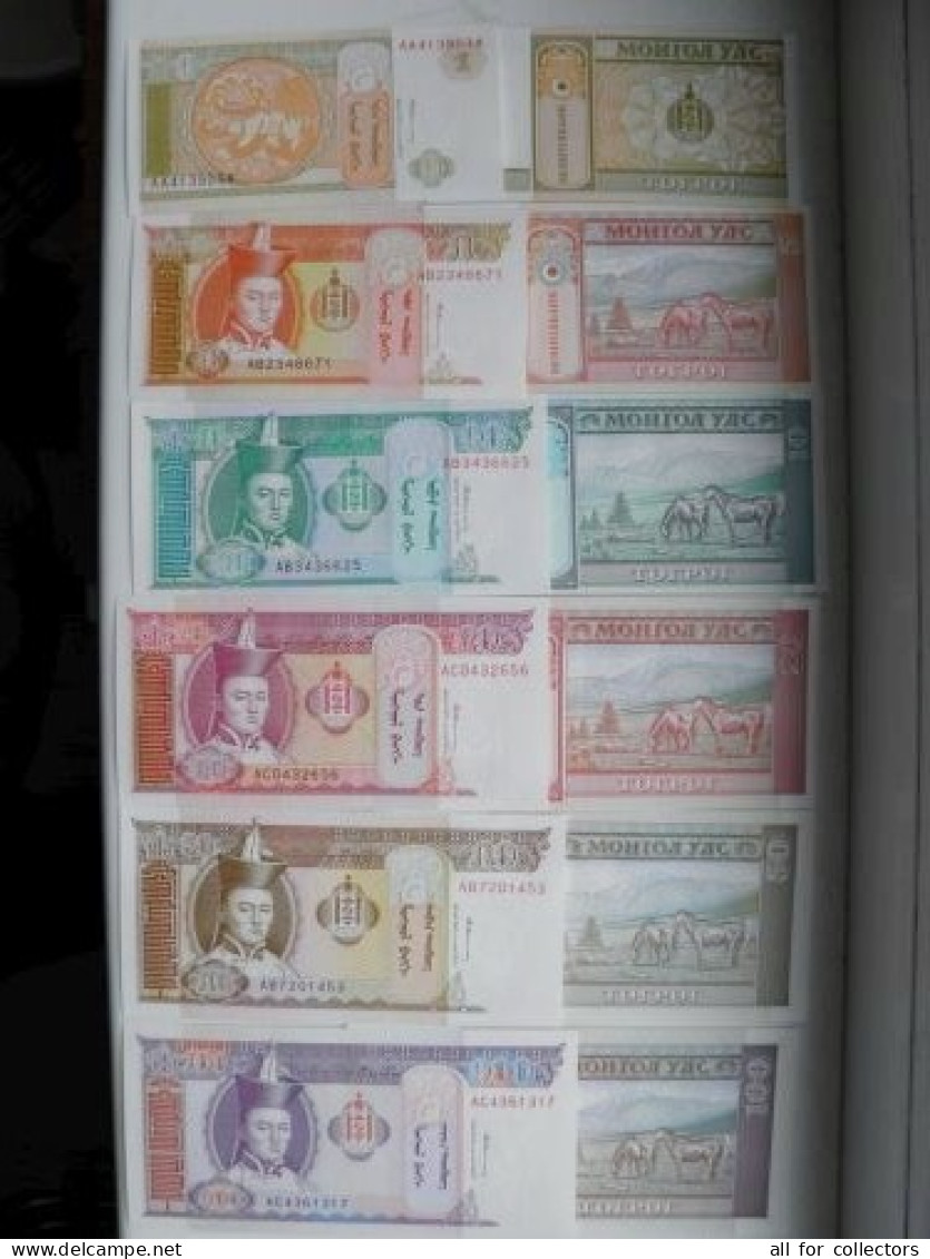 6 UNC Banknotes Mongolia 1993 - Mongolie