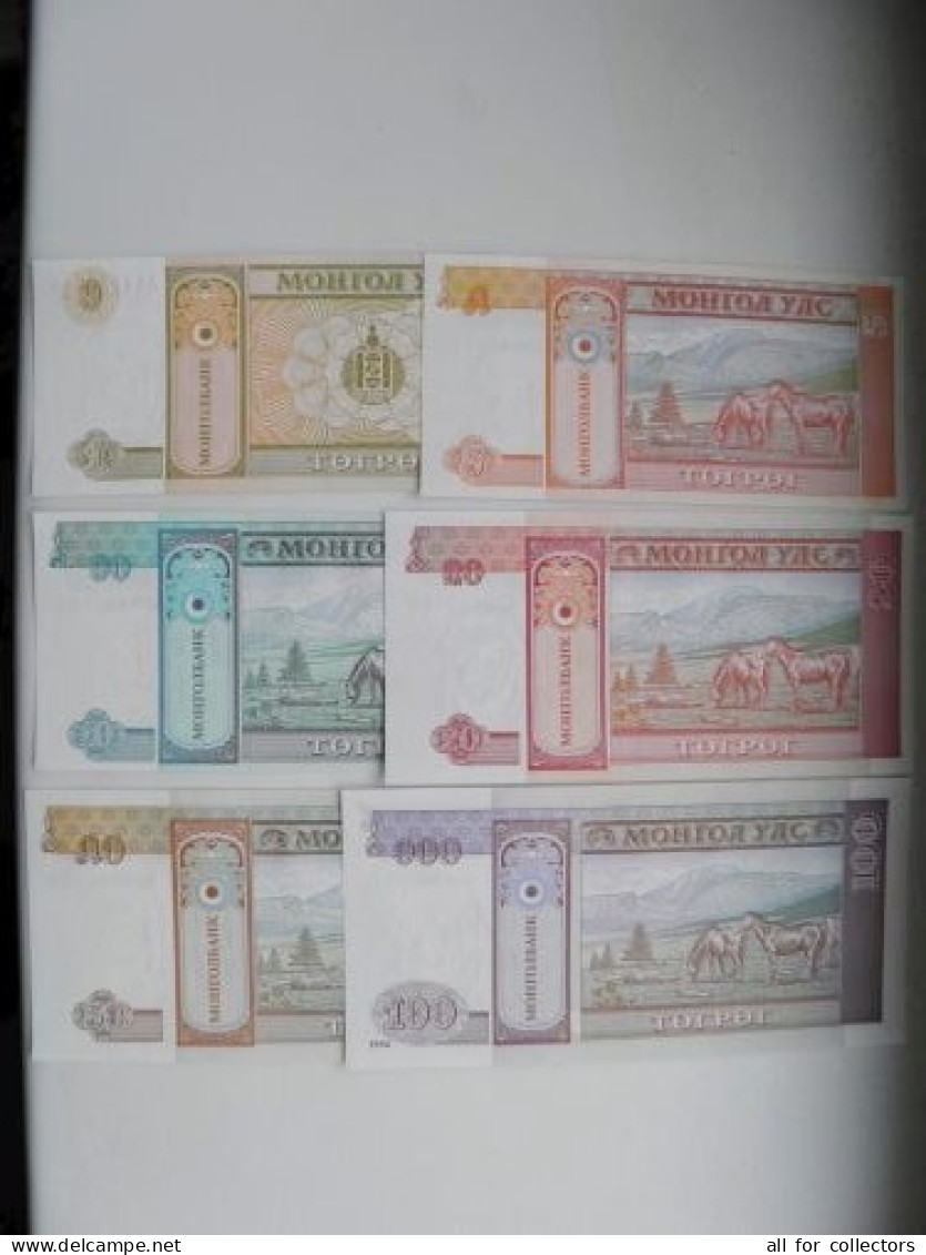6 UNC Banknotes Mongolia 1993 - Mongolië