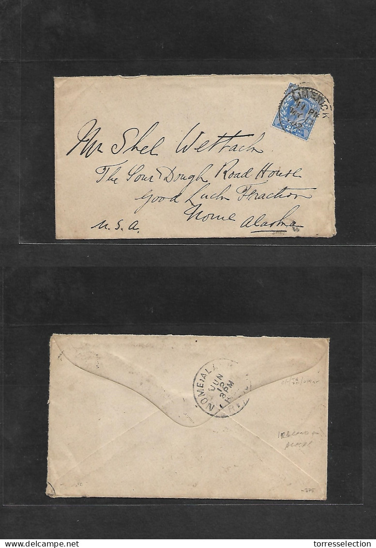 EIRE. 1902 (May 14) Limerick - Alaska, Nome, USA (June 12) GB 2 1/2 K. E VII Fkd Env. An Extraord Early Destination At T - Used Stamps